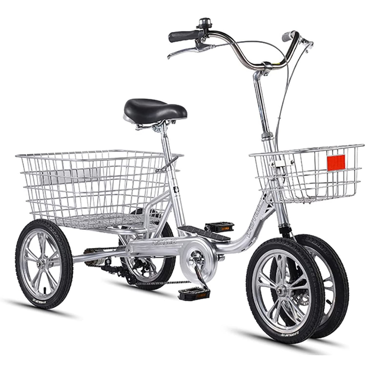14インチ三輪自転車 高齢者用 三輪クルーザーバイク リ座席高さ調節可能 アショッピングバスケット付き 3輪バイク ダブルブレーキ ショッピング レクリエーション女性 男性 初心者の自転車