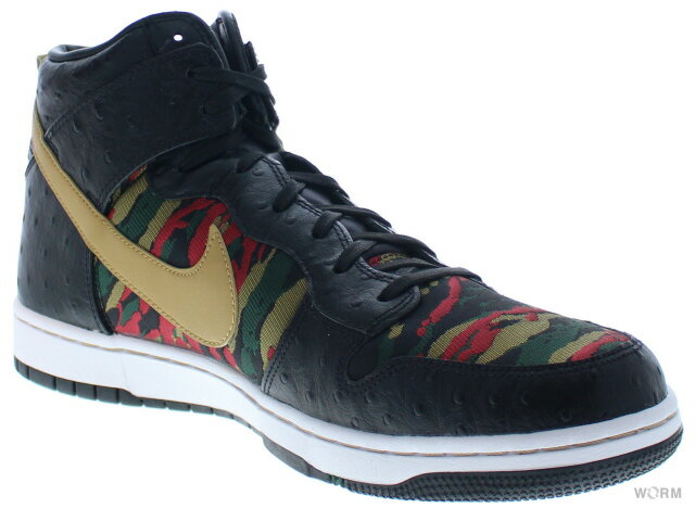 【US12】NIKE DUNK CMFT PRM QS 716714-002 black/flt gold-hypr rd-org grn ナイキ ダンク 未使用品【中古】