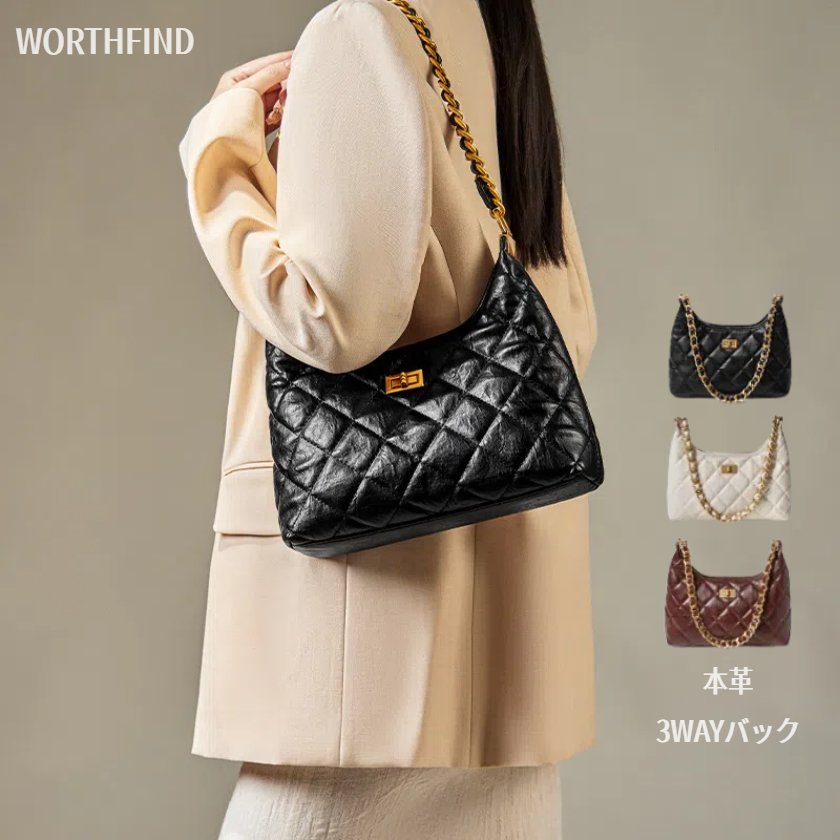 楽天市場】キルティング チェーンバッグ 本革（ショルダーバッグ