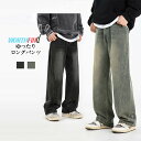 メンズ デニムパンツ ジーンズ ゆったり ワイドパンツ カジュアル ワイド ジーパン 長ズボン 大きいサイズ ウォッシュ加工 無地 春夏秋 デニム ロングパンツ...