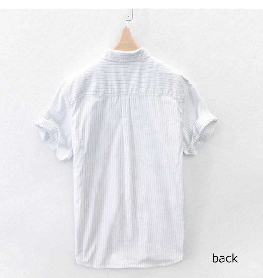 リネンシャツ 棉麻 シャツ カジュアルシャツ 半袖シャツ メンズ 無地 バンド スタンドカラー シャツ コットン100％ トップス キレイ目 おしゃれ 男 カジュアル 春 夏 秋 ストライプ柄 父の日 プレゼント