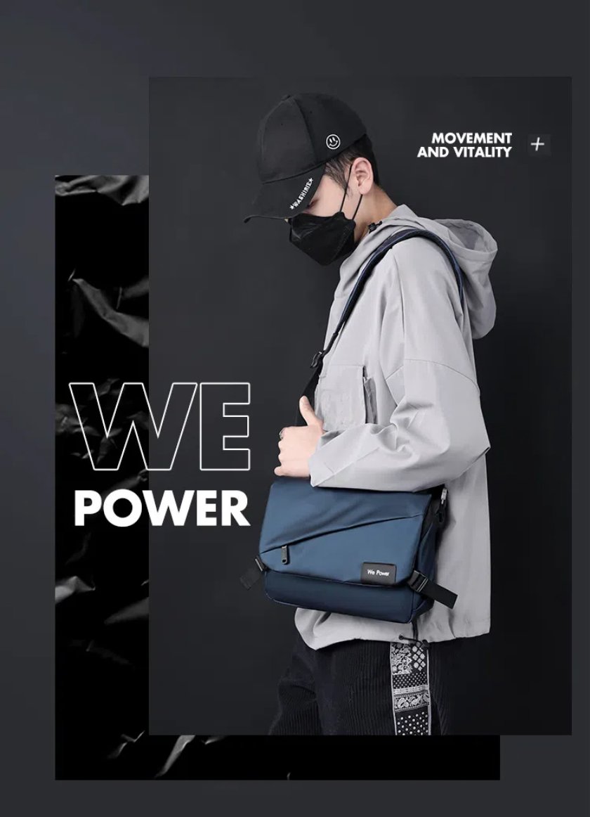 一部＼最短当日発送／WE POWER メッセンジャーバッグ メンズ 2way ショルダーバッグ 斜め掛けバッグ 男の子 学生 バッグ 軽量 カジュアル シンプル 通学バッグ 通勤 通学 アウトドア 旅行 散歩 ビジネス 社会人 撥水加工 スマホ収納 便利 オシャレ プレゼント worthfind-10009161 WORTHFIND サンプル画像3
