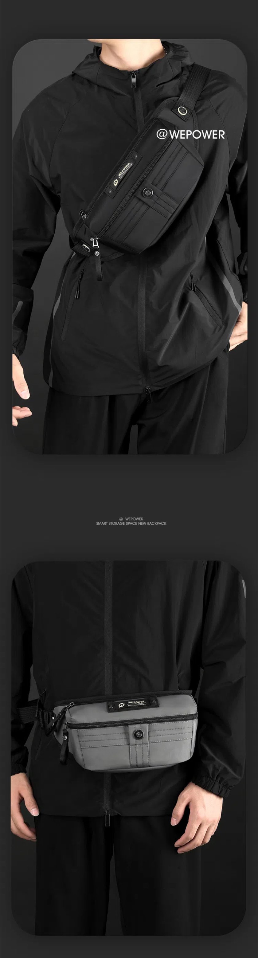 WE POWER ボディバッグ メンズ ウエストバッグメンズバッグ カジュアル スポーティ ボディーバッグ ショルダーバッグ ミニポーチ 大容量 防水 軽量 耐久性 通勤 通学 旅行 アウトドア ハイキング サイクリング シンプル ギフト プレゼント