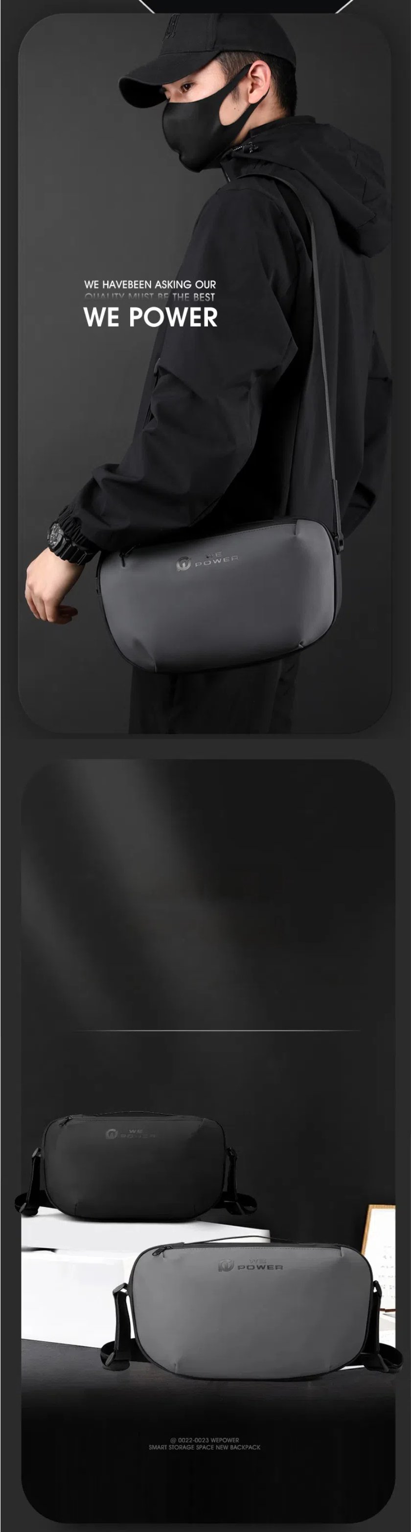 WE POWER ショルダーバッグ メンズ ボディバッグ 型崩れしない レディース ウエストバッグ 斜めがけ 肩掛け 超軽量 大容量 多機能 撥水 おしゃれ かっこいい 丈夫 頑丈 耐久性 軽い カバン カジュアル おしゃれ お出かけ 通勤 通学 男女兼用 おすすめ