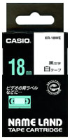 カシオ ネームランドテープ18mm幅 白テープ 黒文字XR-18WE*
