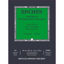 「アルシュ、唯一無二の水彩紙」 美術用紙の代名詞とも例えられるアルシュ製品は、ゴッホ、マネ、ミロ、ピカソと世界中のアーティストに愛用されてきました。 アルシュは5世紀以上に渡り、ノウハウと伝統と充実を守って作られた、他に類を見ない最高峰の紙です。 【特長】 ・100%コットンを使用した最高級水彩紙です。 ・伝統的な円網抄造機で抄造されたため、紙肌が自然です。 ・繊維が均一に広がっているため、紙に安定性があって濡れた状態でも紙の変形が少ないです。 ・独自のゼラチンサイジングにより、発色を損なうことなくスクラッチにも対応できます。 ・紙の長期保存企画にISO9706を満たしていて、抗カビ加工もされています。 ・短辺のみ糊付けされており、そのまま使っても、はがして一枚ずつ使うこともできます。 【商品仕様】 本体サイズ:　230×310mm 本文:　12枚 用紙:　細目　300g/m2 製本:　天のり製本　