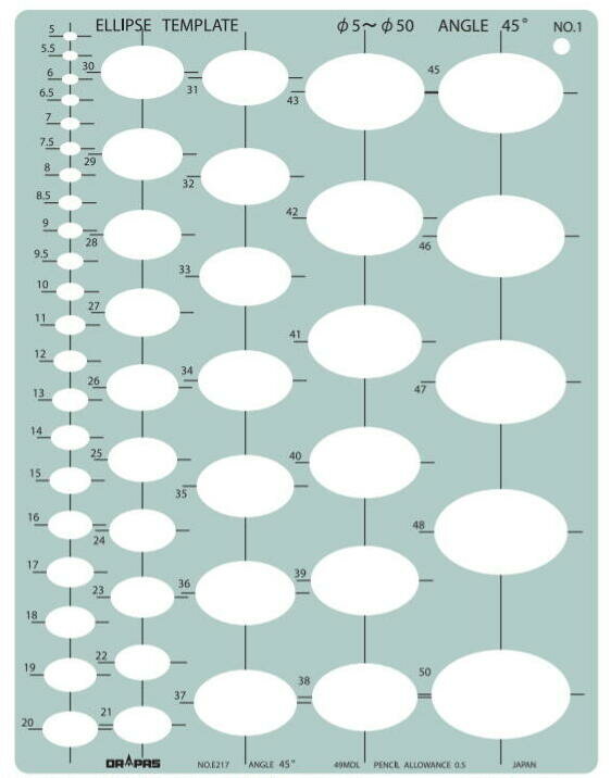 DRAPAS ドラパス テンプレート E型 楕円定規 45° No.1 No.31-E217