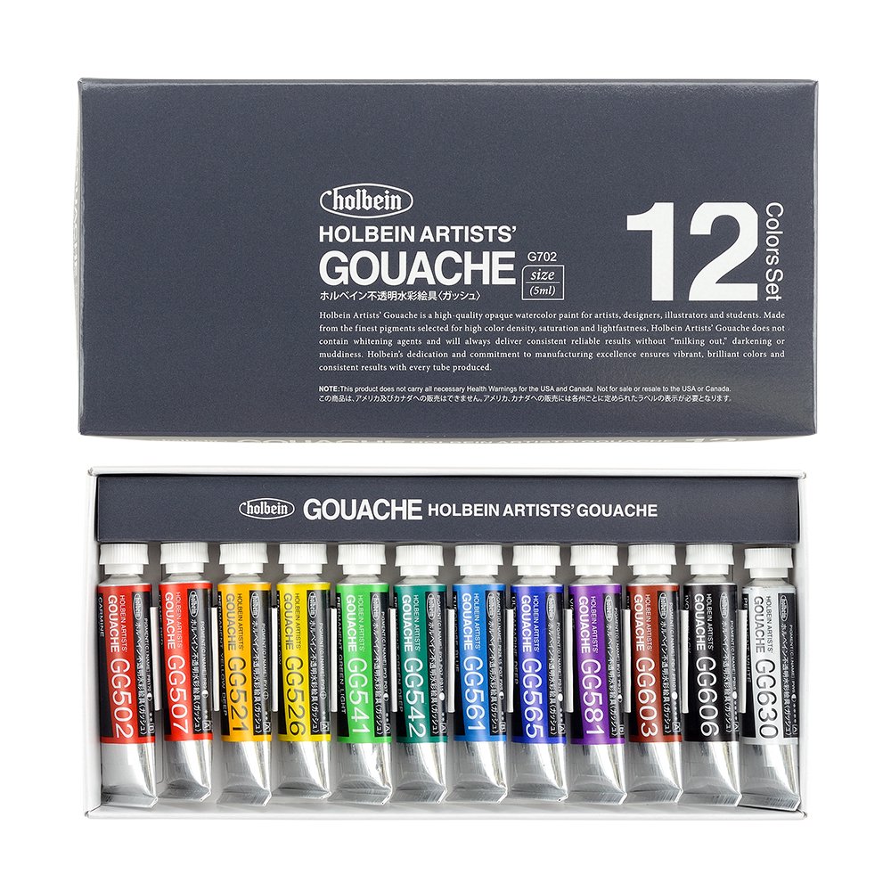 ホルベイン 不透明水彩絵具 ガッシュ 5ml G702 12色セット 003702