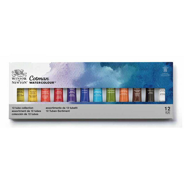 W&N ウィンザー&ニュートン コットマン ウォーターカラー CWC 8mlチューブ 12色セット 18909636