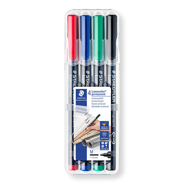 樂天商城 - ステッドラー ルモカラーペン 油性 細書き M 線幅 1.0mm 4色セット 317 WP4