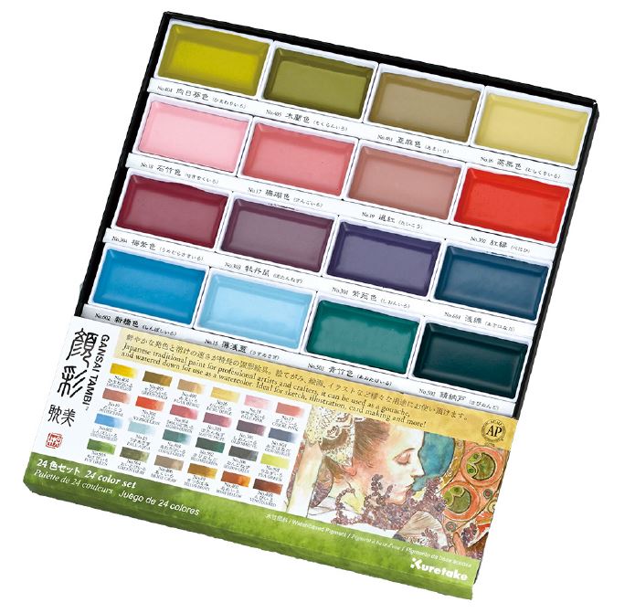 呉竹 絵てがみ 顔彩耽美 アール・ヌーヴォーカラーセット 24色 MC20/24V/NW