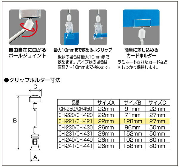 オープン工業　クリップホルダー　5個入　22×128×27mm　CH-221 2