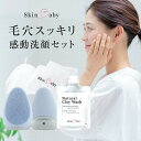 洗顔ブラシ 電動 音波 シリコン 洗顔器 クレイ洗顔料 感動タオル 泡立てネット 感動洗顔4点セット 感動洗顔 SkinBaby スキンベビー