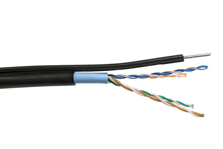 【切り売り】　支持線付き屋外LANケーブルCat.5e　※数十cm前後の誤差はあります　（ランケーブル　メッ..