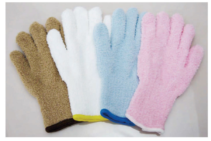特殊繊維で汚れを吸着　ウルトラ・マイクロファイバー手袋　2個1セット(1双分)フリーサイズ　手袋でそのままお掃除！　（KE702）