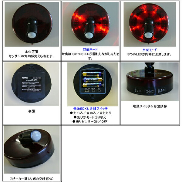 防滴・防塵（IP44)人感LED回転灯　スーパーパトピカ　SLR-100　（パトライト,人感センサー,人に反応,光るrevex,slr100　ycx）