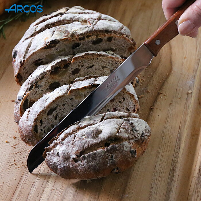 ＼＼ポイント10倍／／【正規品】アルコス 食卓 パン切り包丁【ブレッドナイフ ギザ刃 波刃 刃渡り17cm コンパクト パン切りナイフ パン包丁 木柄 アウトドア スペイン製 送料無料】
