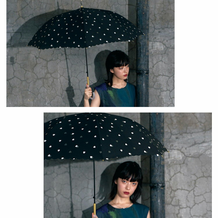 【Wpc.公式】雨傘長 ドローイングチェックハート【親骨58cm 大きい ジャンプ　レディース おしゃれ 可愛い 女性 通勤 通学 社会人 学生】