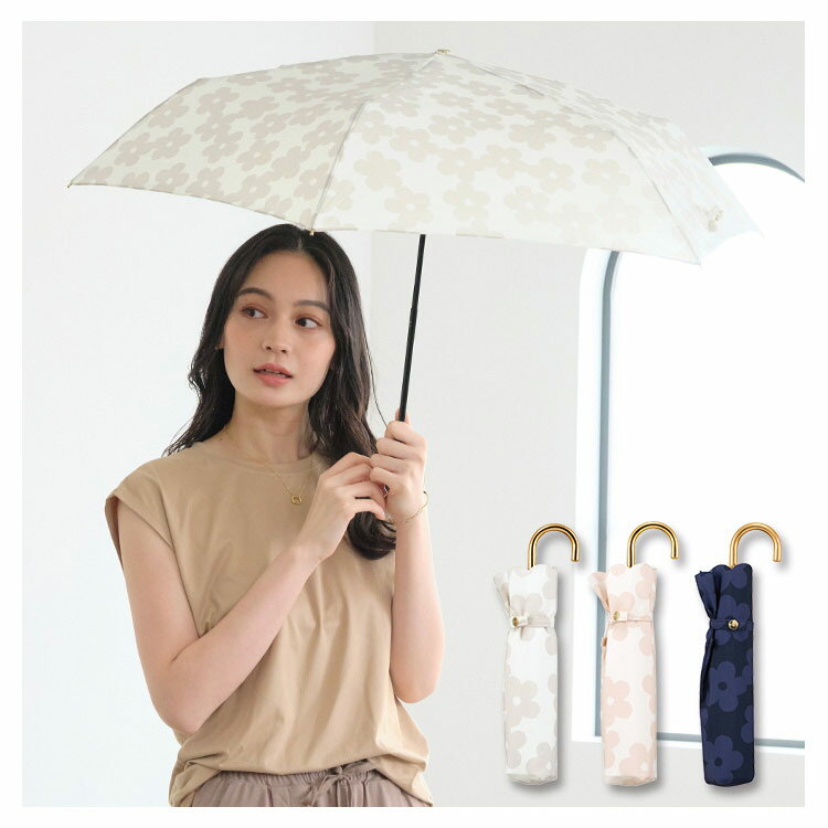 ギフト対象【Wpc.公式】折りたたみ雨傘 フラワーレース ミニ【折りたたみ傘 折り畳み傘 レディース 晴雨兼用 UVカット 撥水 花柄 50cm 軽量 軽い おしゃれ ブランド かわいい 可愛い ゴールドハンドル フェミニン ガーリー ナチュラル】