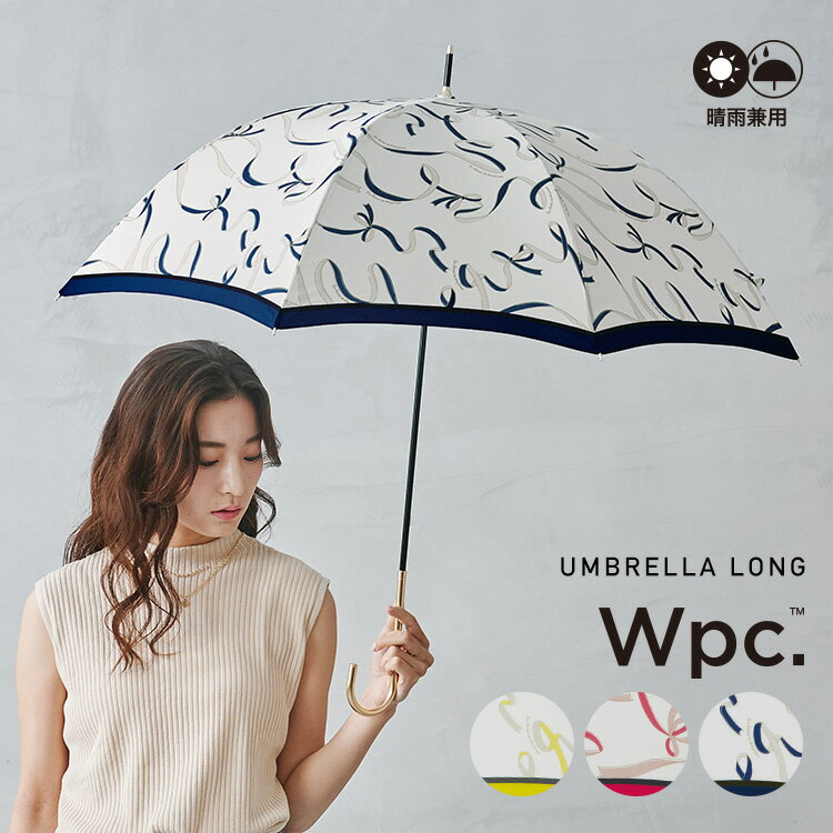 【Wpc.公式】長雨傘 リボンスカーフ【長傘 撥水 58cm レディース 女性 通勤 通学 おしゃれ 晴雨兼用 UVカット ゴールドハンドル 上品 エレガント ライン カラフル かわいい ブランド 旅行 お出かけ】のサムネイル