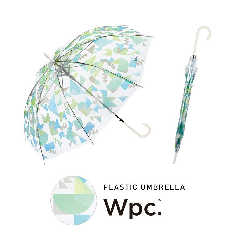 【春セール★50％オフ】【Wpc.公式】ジャンプ傘［ビニール傘］つみきグリーン【長雨傘 長傘 レディース 60cm 幾何学模様 柄物 耐風 風に強い 折れにくい グラスファイバー かわいい 母の日 プレゼント】のサムネイル
