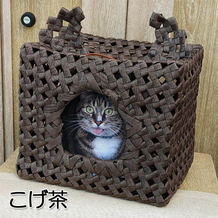 乐天商城 - ハンドメイドおにゃんこハウス（大）クラフトバンドのねこちぐら（ ドーム型猫ハウス )