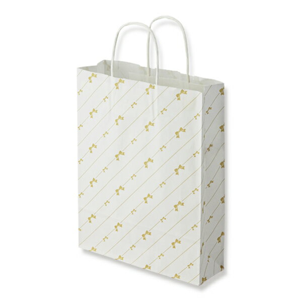 HEIKO 紙袋 手提げ紙袋 25チャームバッグ MS1 斜線リボン 幅270×マチ80×高340mm 50枚入 業務用 ラッピ..