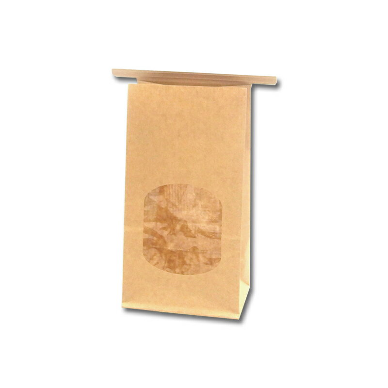 HEIKO 紙袋 角底袋 窓付角底袋ワイヤー付9-6 未晒無地 全ラミ 幅90×マチ60×高170mm 10枚入 ブラウン 業務用 ラッピング シモジマコード004083500