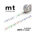 マスキングテープ mt カモ井加工紙 mt×PAPIER TIGRE パピエティグル L 039 alphabet MTPAPI09 幅15mm×長さ7m