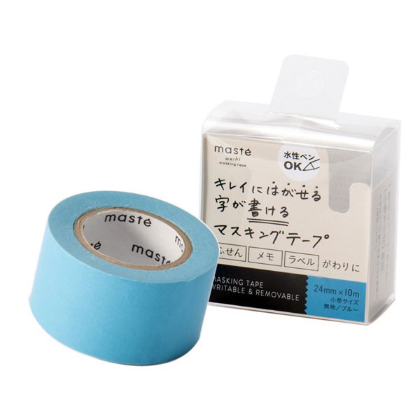 マスキングテープ Mark's マークス maste 水性ペンで書けるマスキングテープ 小巻 24mm幅 ブルー MST-FA05-BL 24mm×10m