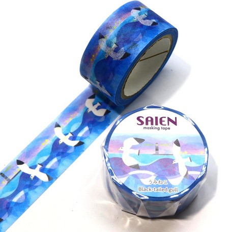 マスキングテープ SAIEN 彩宴 カミイソ産商 オリジナルシリーズ うみねこ UR-4007 20mm×7m