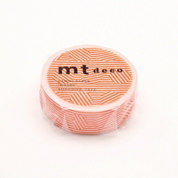 【楽天スーパーセール限定特価】マスキングテープ mt カモ井加工紙 mt1P deco 1巻 ボーダー&サークル・OR 15mm×7m MT01D436