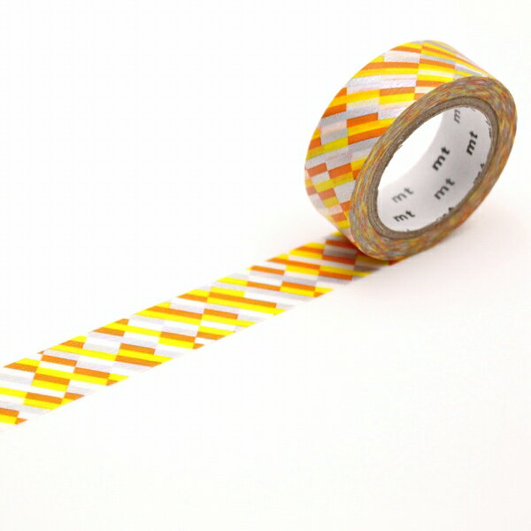 マスキングテープ mt カモ井加工紙 mt1P deco 1巻 ブロックストライプ・OR 15mm×7m...