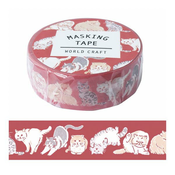 マスキングテープ ワールドクラフト WORLD CRAFT アニマル cat MT15-033 (15mm×7m)