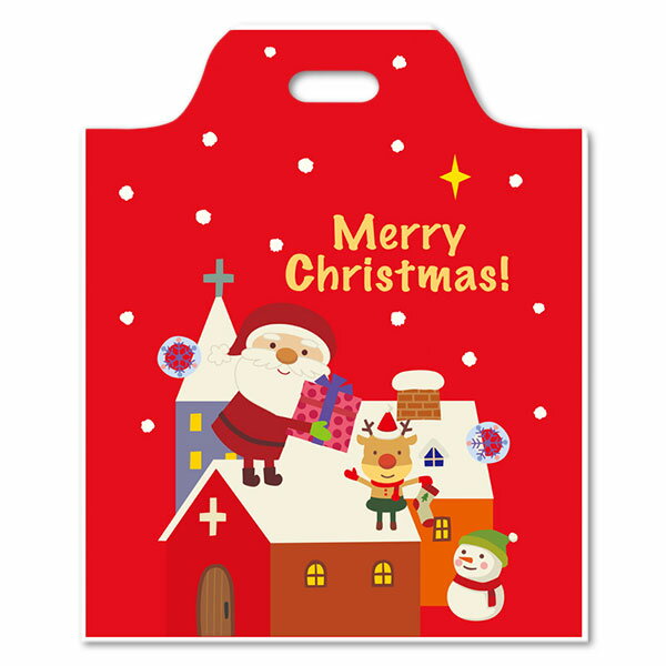 クリスマス ラッピング ポリ袋 手提げ HEIKO シモジマ ハンディバッグ サンタの贈り物 M 100枚