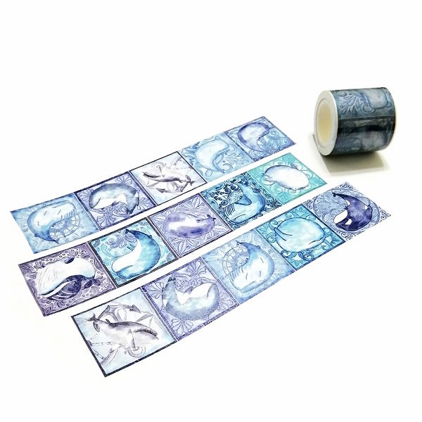 楽天シモジマラッピング倶楽部マスキングテープ 麒麟創意 Blue Whale Tiles 40mmx10m