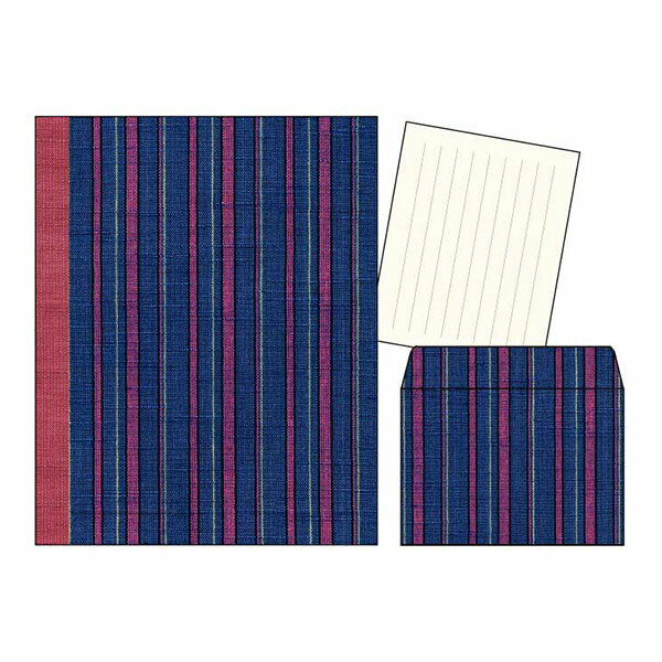 【楽天スーパーセール限定特価】レターセット 会津木綿柄 八重桜 (やえざくら) 民芸織物 62-0308-022 縞柄 手紙 便箋 封筒 メッセージ