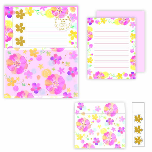 【楽天スーパーセール限定特価】レターセット クローズピン Clothes-Pin nami nami ふんわりフラワー LS14394 手紙 便箋 封筒 メッセ...