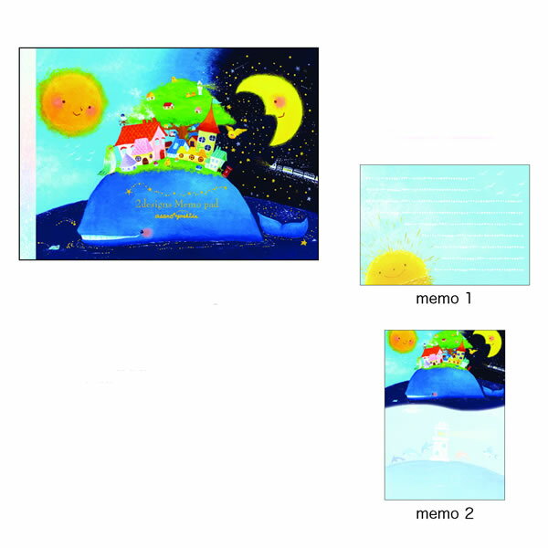 【楽天スーパーセール限定特価】メモパッド Clothes-Pin クローズピン asanoyoshida 吉田麻乃 クジラの楽園 MM-14472