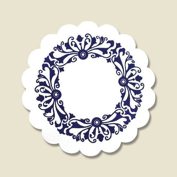 紙製 コースター 200枚入 85丸 花 紺 0.6mm レストラン カフェ 喫茶店 水滴防止