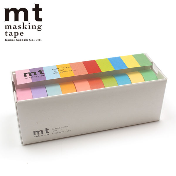 マスキングテープ mt カモ井加工紙 ギフトボックス 10色セット(明るい色2) 10P 箱入 15mm×7m MT10P003R