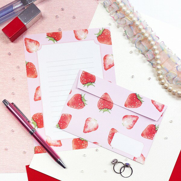 レターセット ワールドクラフト WORLD CRAFT Food Strawberry LE-007 ストロベリー いちご 手紙 便箋 封筒 メッセージ