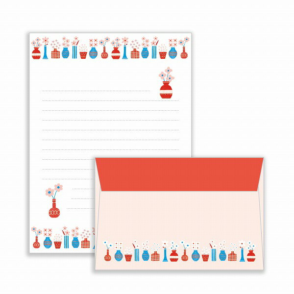 レターセット ワールドクラフト WORLD CRAFT 北欧 Flower LE-014 フラワー 花 手紙 便箋 封筒 メッセージ