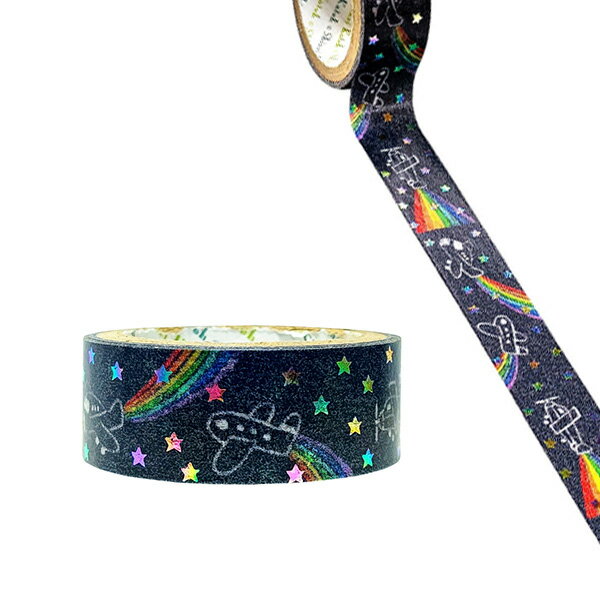 マスキングテープ シール堂 シンジカトウ Shinzi Katoh 虹 きらぴかマスキングテープ 15mm×3m 夜の虹 ks-dt-10192