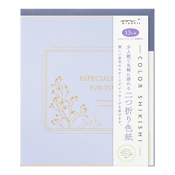 【楽天スーパーセール限定特価】色紙 寄せ書き midori ミドリ カラー色紙 S 二つ折り シール・封筒付 かすみ草柄 33276006