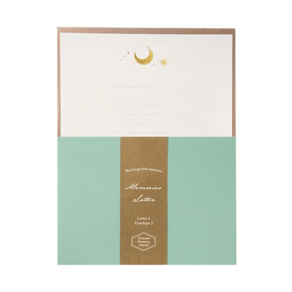 レターセット 包む メモリーズレター 月と星 TL094 箔押し 手紙 便箋 封筒 メッセージ