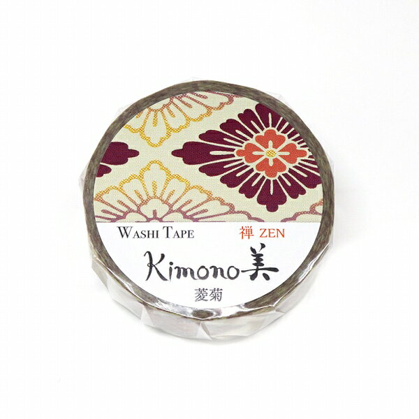 マスキングテープ kimono美 カミイソ産商 禅（ZEN) 粋タイプ 菱菊 GR-3043 15mm×7m SAIEN 彩宴 wrapping-10095352 シモジマラッピング倶楽部 サンプル画像2