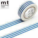 マスキングテープ mt カモ井加工紙 mt1P deco 1巻 ボーダー・インディゴ 15mmx7m MT01D386R