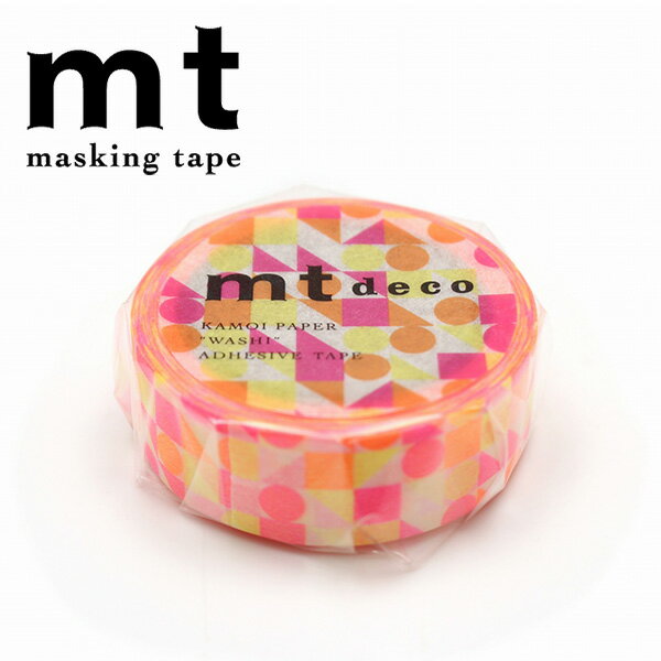 マスキングテープ mt カモ井加工紙 mt 1P deco まるさんかくしかく ピンク 15mm×7m MT01D297R
