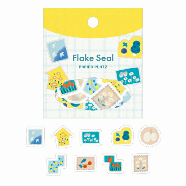 フレークシール PAPIER PLATZ パピアプラッツ クレス Designers Flake Seal ナカノエミ ある風景の切手 54枚入 53-033